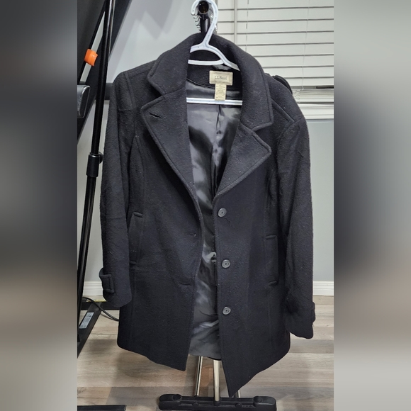 L.L Bean Coat Black Trench Coat - Picture 2 of 9